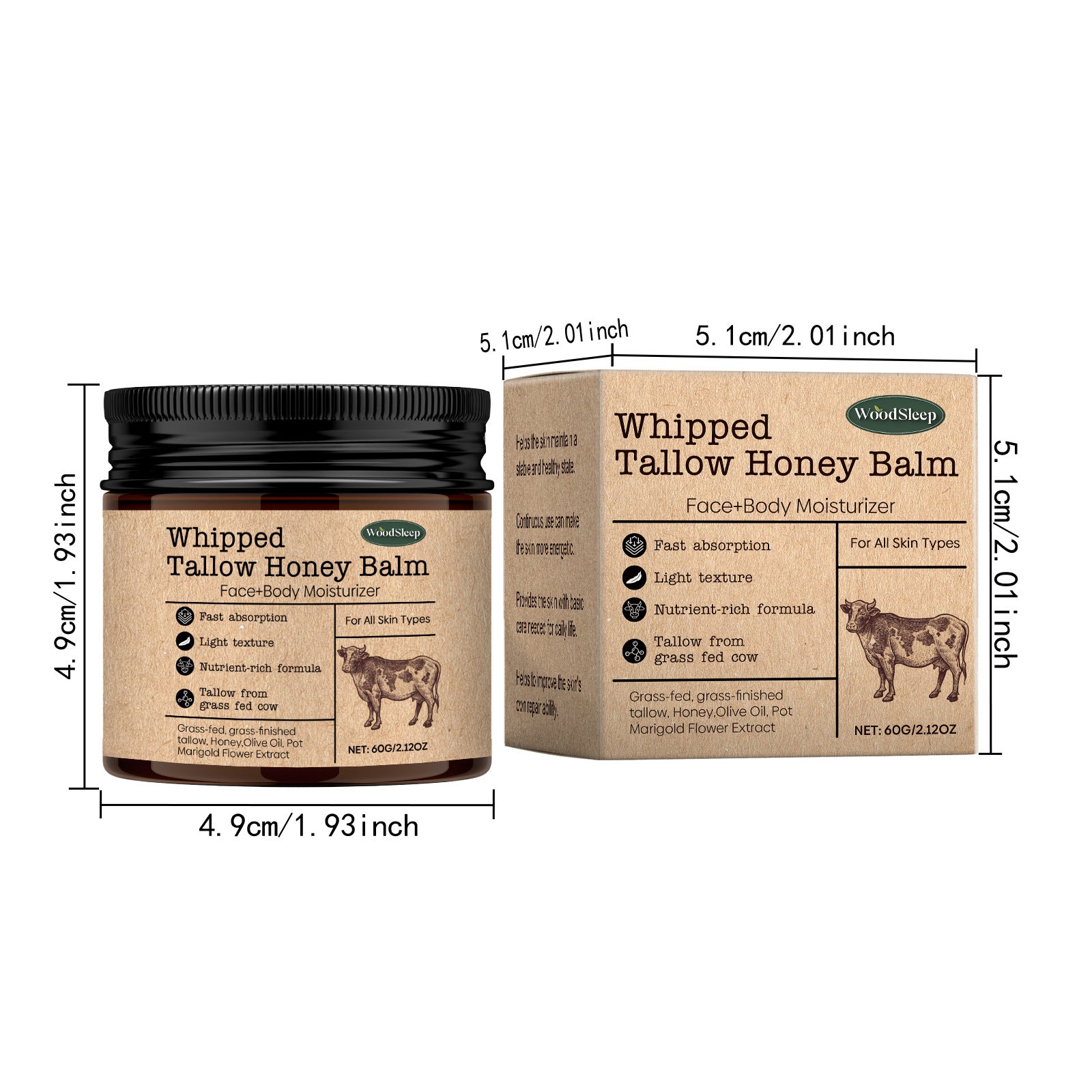 WoodSleep Beef Tallow Cream – Deep Moisturizer & Wrinkle Remover