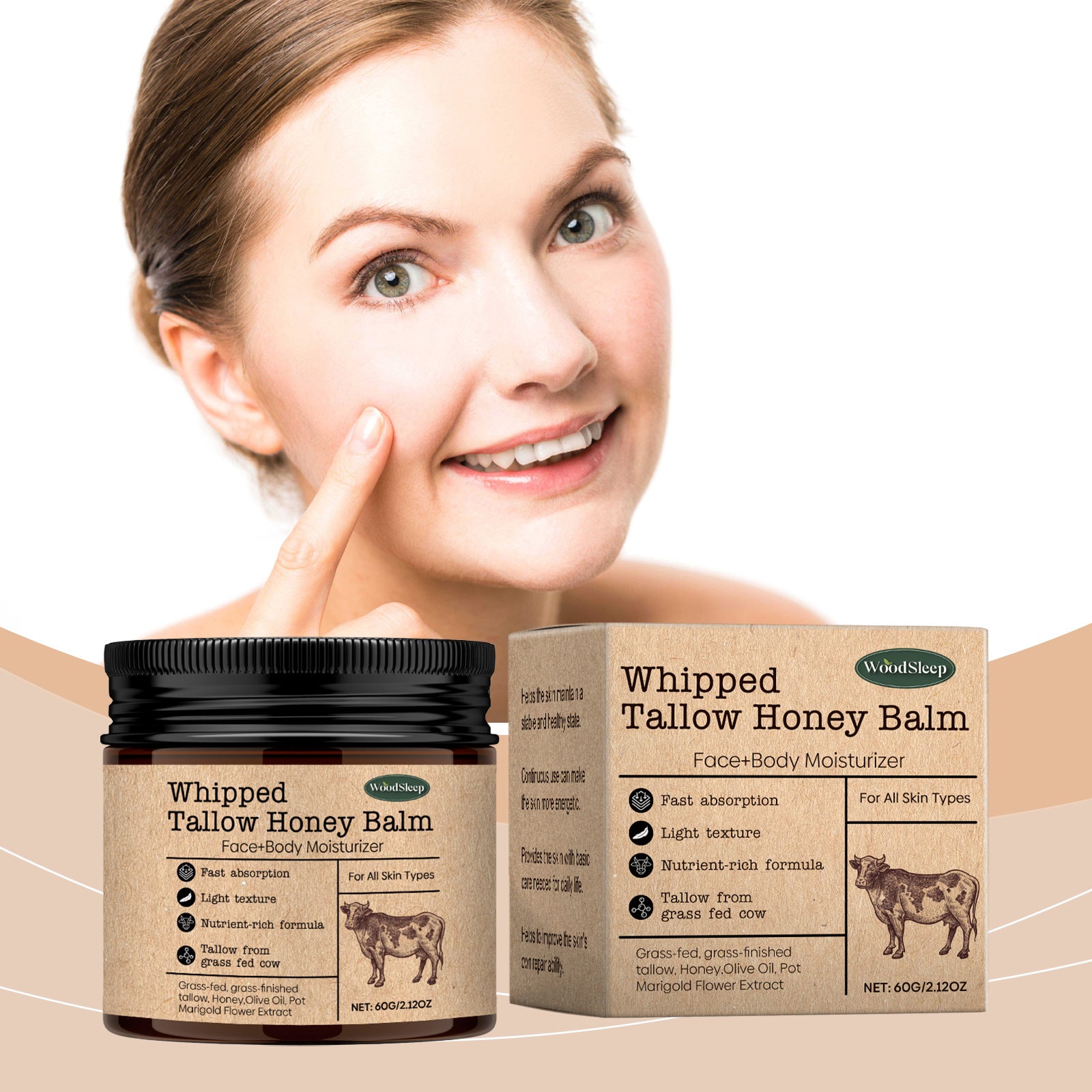 WoodSleep Beef Tallow Cream – Deep Moisturizer & Wrinkle Remover