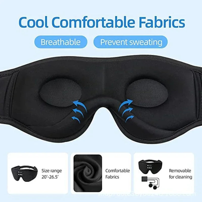 3D Bluetooth Sleep Eye Mask with Built-in HD Music Headphones