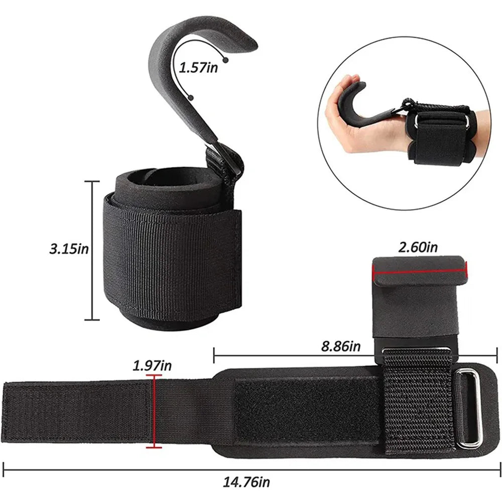 Weight Lifting Hook Grips with Wrist Wraps for Gym Training