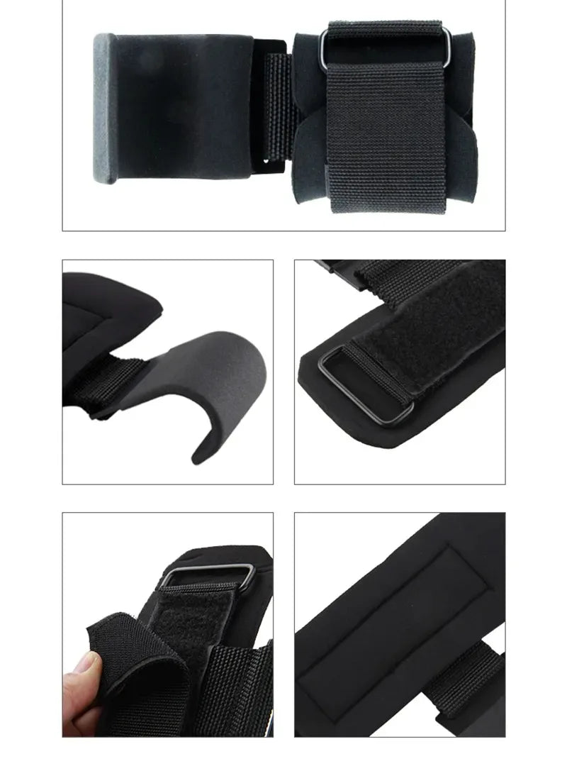 Weight Lifting Hook Grips with Wrist Wraps for Gym Training