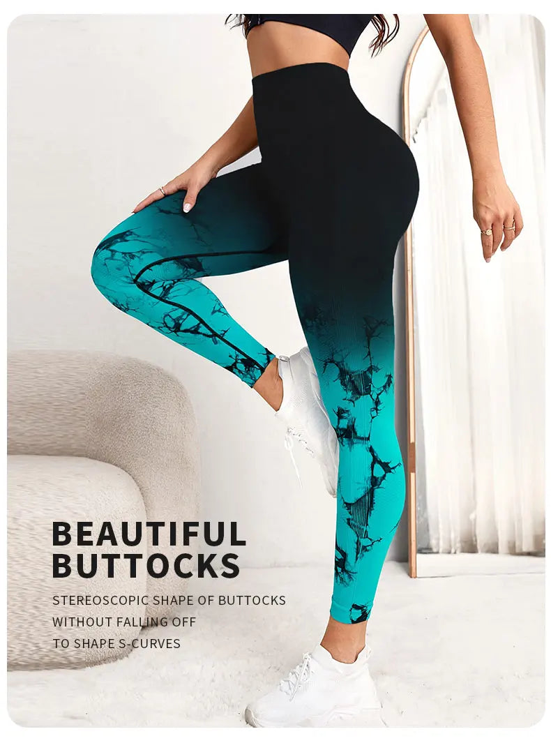 Women’s Seamless Tie Dye Push Up Yoga Leggings