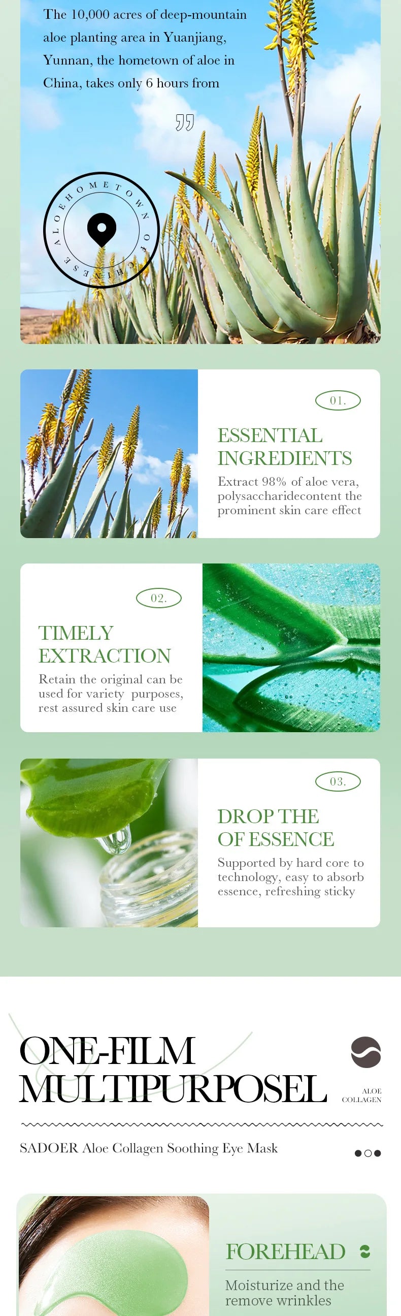 60PCS Aloe Vera Collagen Eye Mask for Dark Circles & Puffiness
