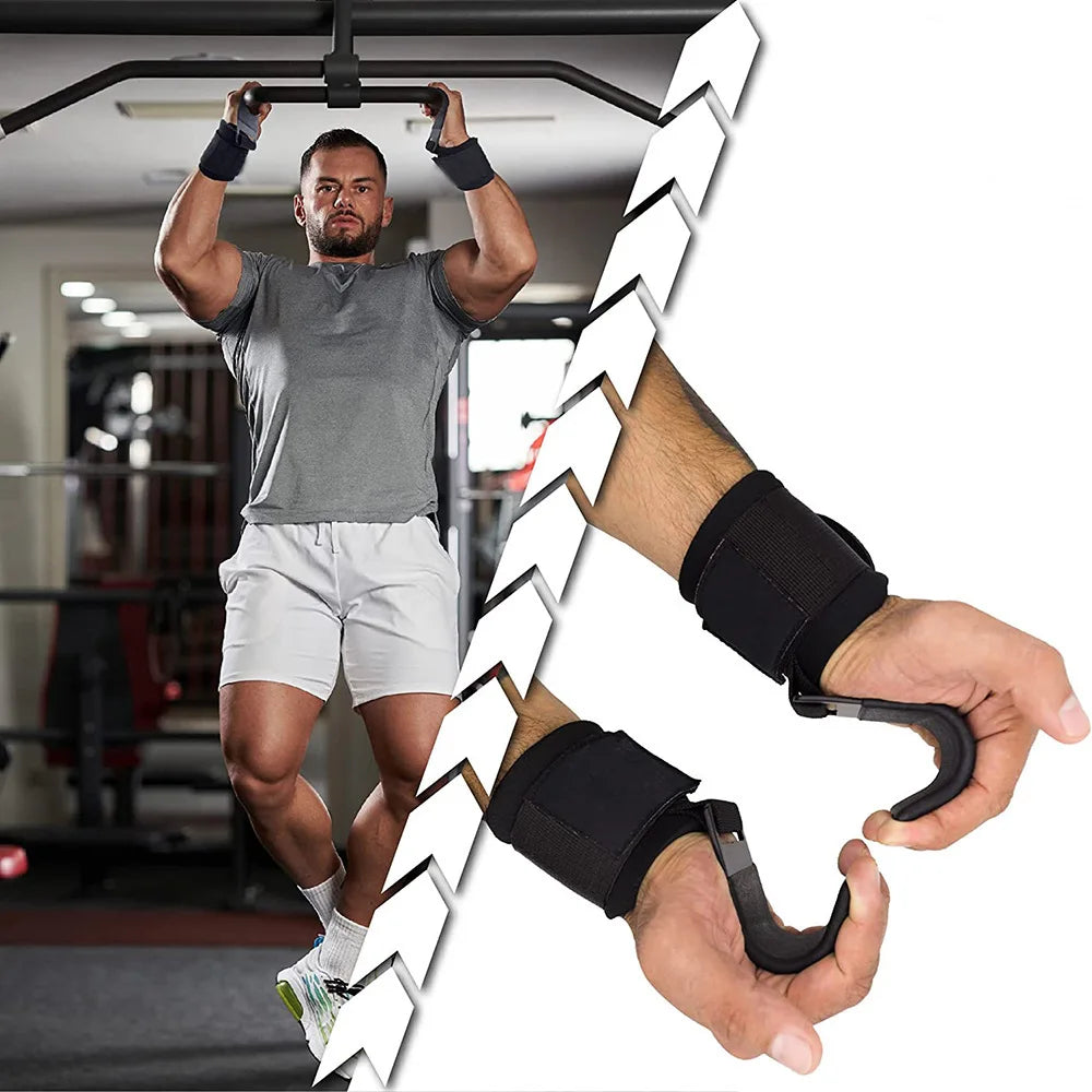 Weight Lifting Hook Grips with Wrist Wraps for Gym Training