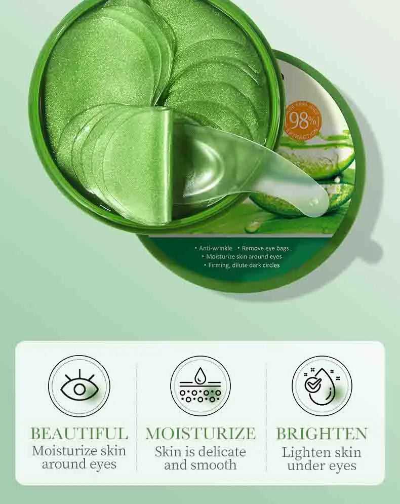60PCS Aloe Vera Collagen Eye Mask for Dark Circles & Puffiness