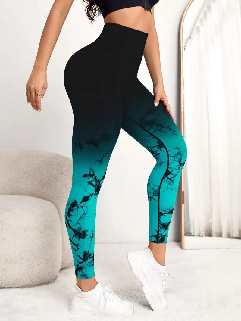 Women’s Seamless Tie Dye Push Up Yoga Leggings