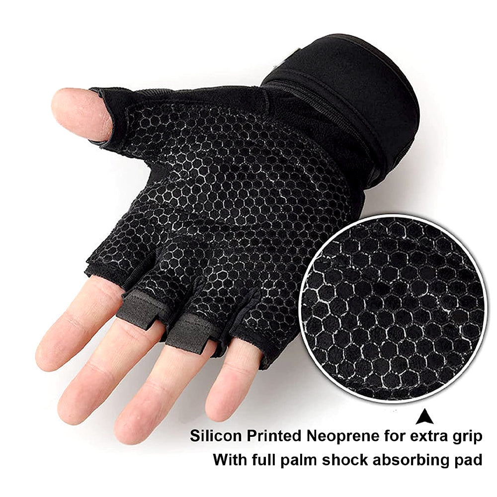 Weight Lifting Gym Gloves with Wrist Wrap & Palm Protection