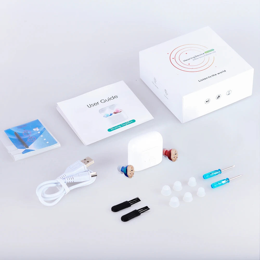 Mini Invisible Rechargeable ITE Hearing Aid for Elderly