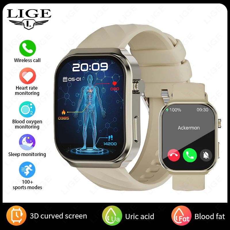 LIGE 2025 AI Health Diagnose Smartwatch with Bluetooth Call