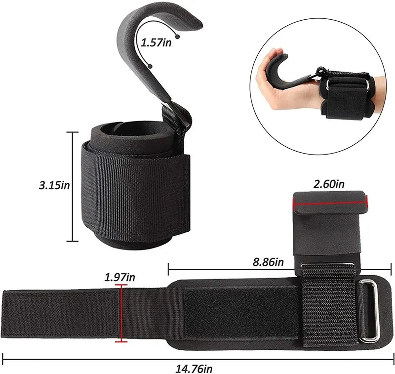 Weight Lifting Hook Grips with Wrist Wraps for Gym Training