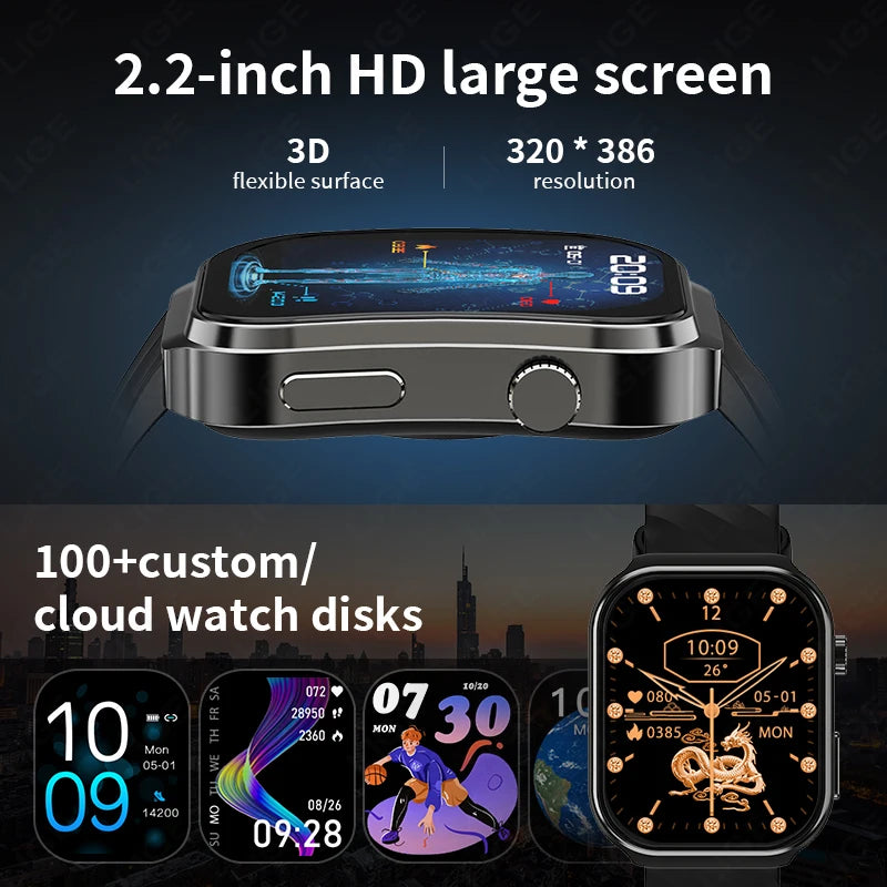 LIGE 2025 AI Health Diagnose Smartwatch with Bluetooth Call
