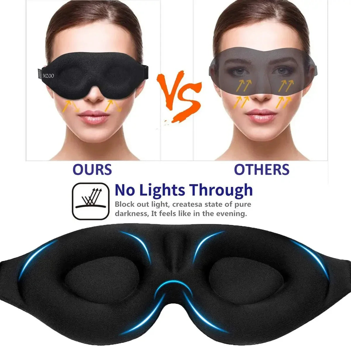 3D Contoured Sleep Eye Mask – Light-Blocking Blindfold