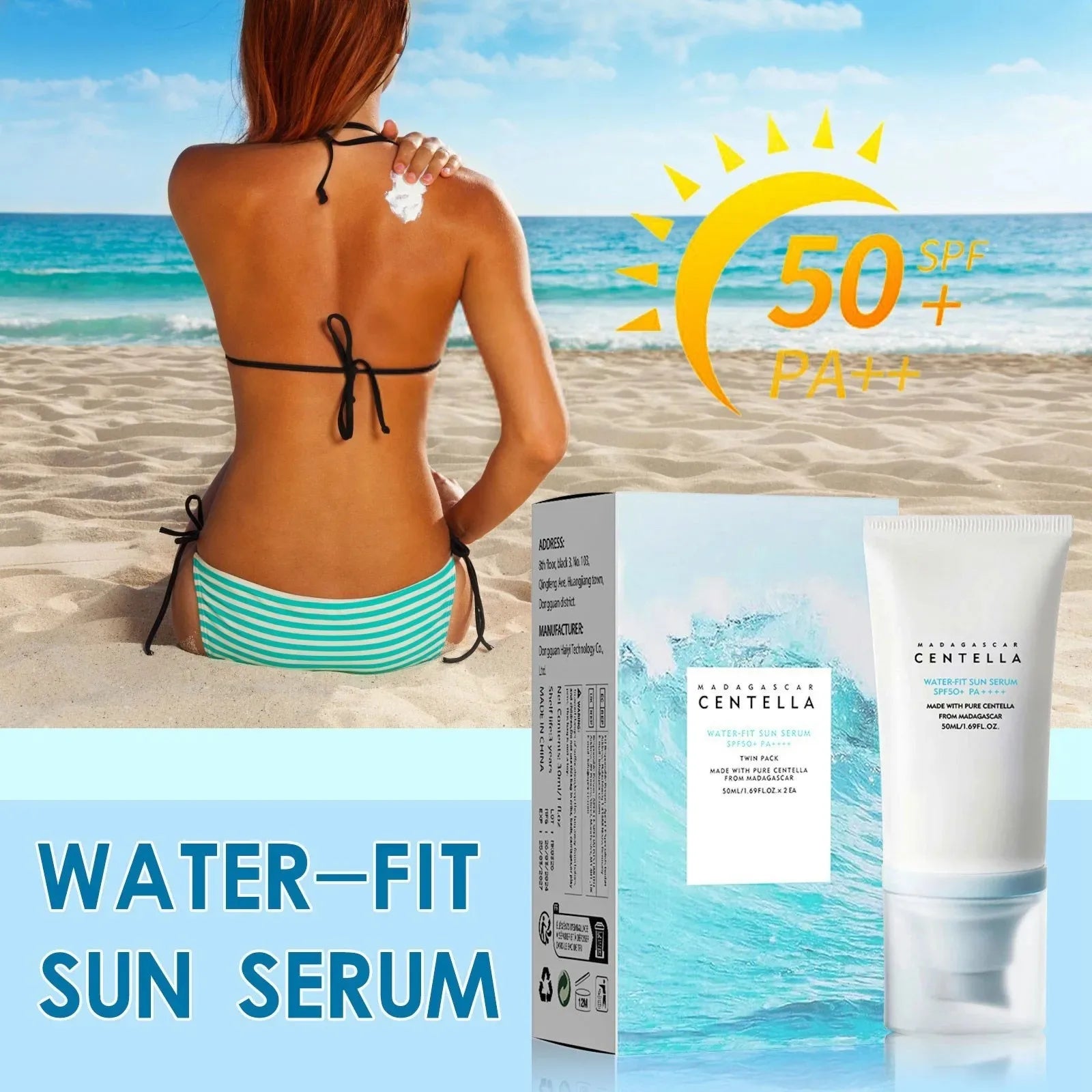 Centella Facial Sunscreen SPF50+ Moisturizing Sunblock