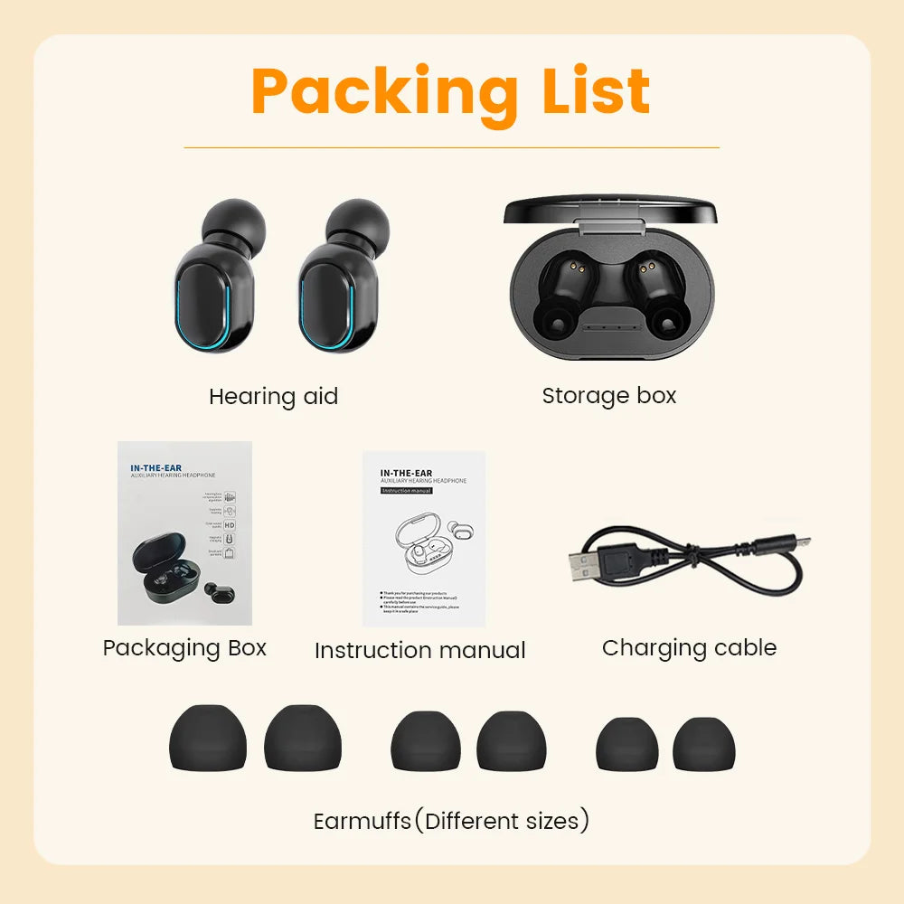 Mini Invisible Rechargeable ITE Hearing Aid for Elderly