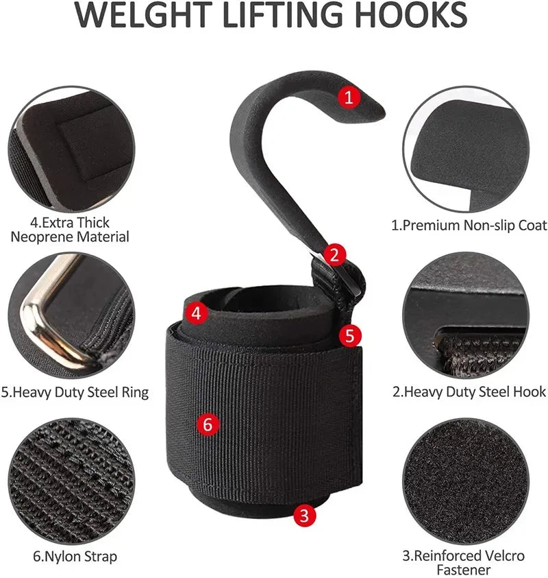 Weight Lifting Hook Grips with Wrist Wraps for Gym Training