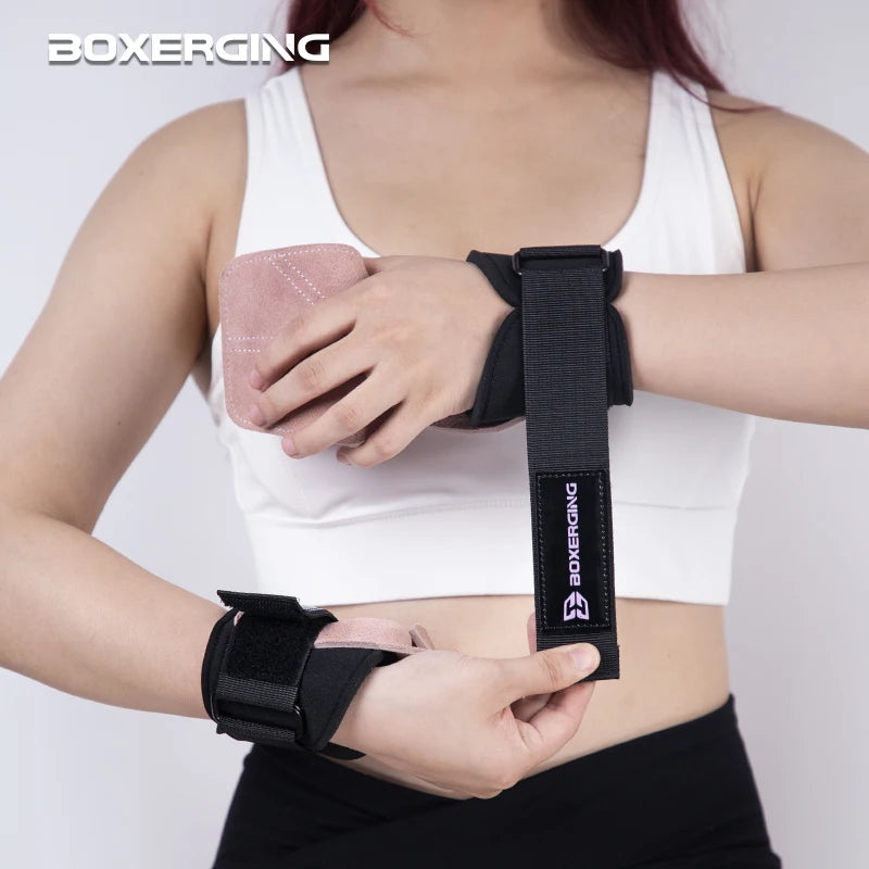 Cowhide Gym Gloves Grips for Weightlifting & CrossFit