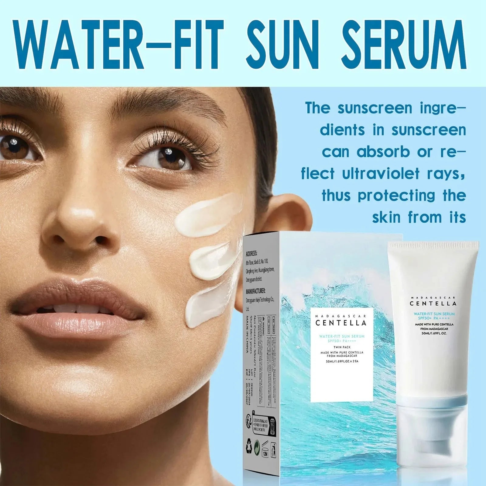 Centella Facial Sunscreen SPF50+ Moisturizing Sunblock