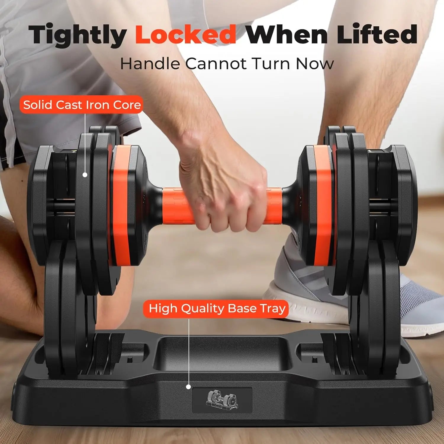25lb Adjustable Dumbbell Set – 5 to 25lbs with Anti-Slip Handle