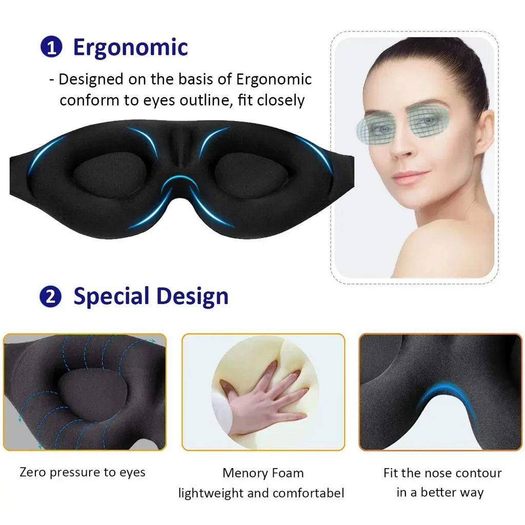 3D Contoured Sleep Eye Mask – Light-Blocking Blindfold