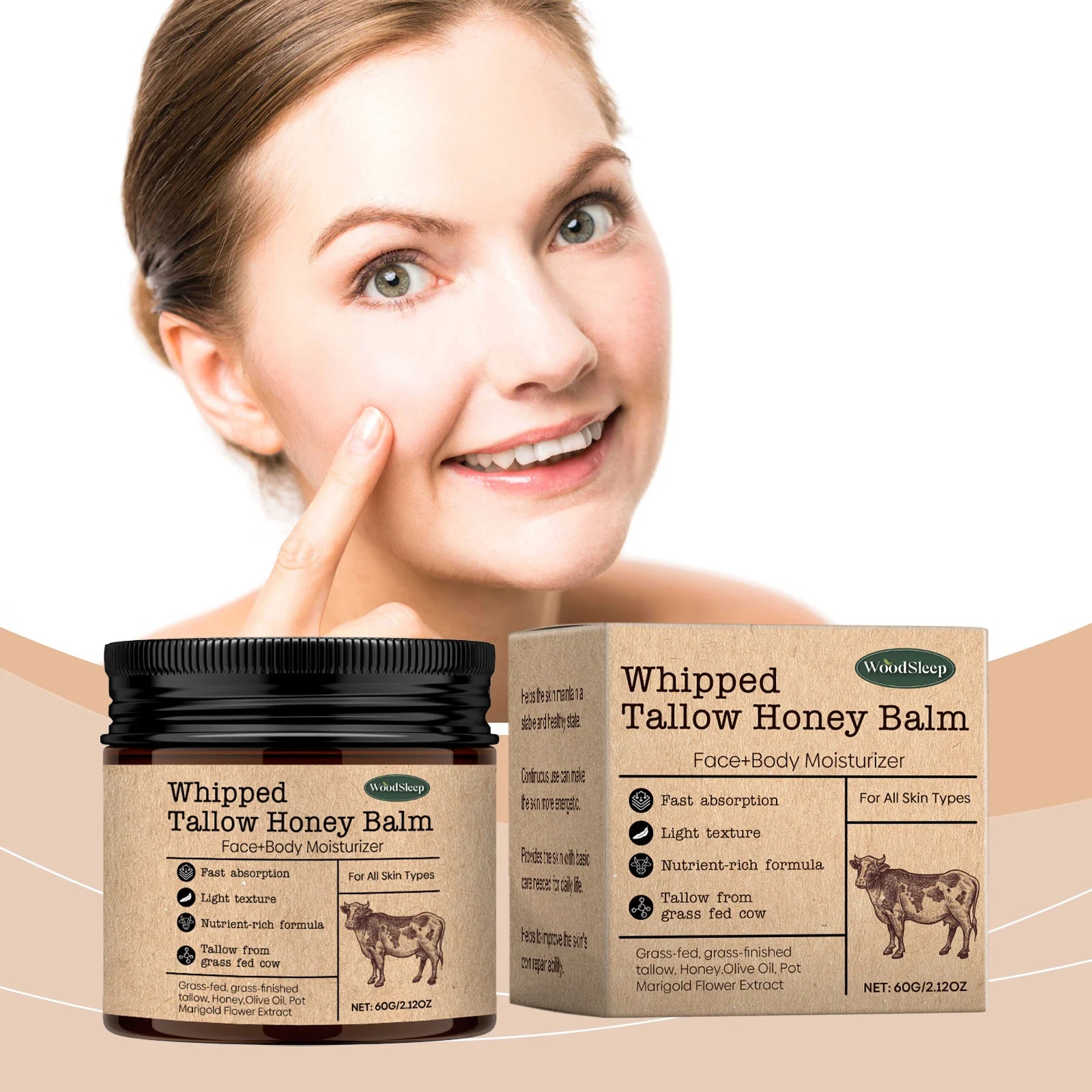 WoodSleep Beef Tallow Cream – Deep Moisturizer & Wrinkle Remover