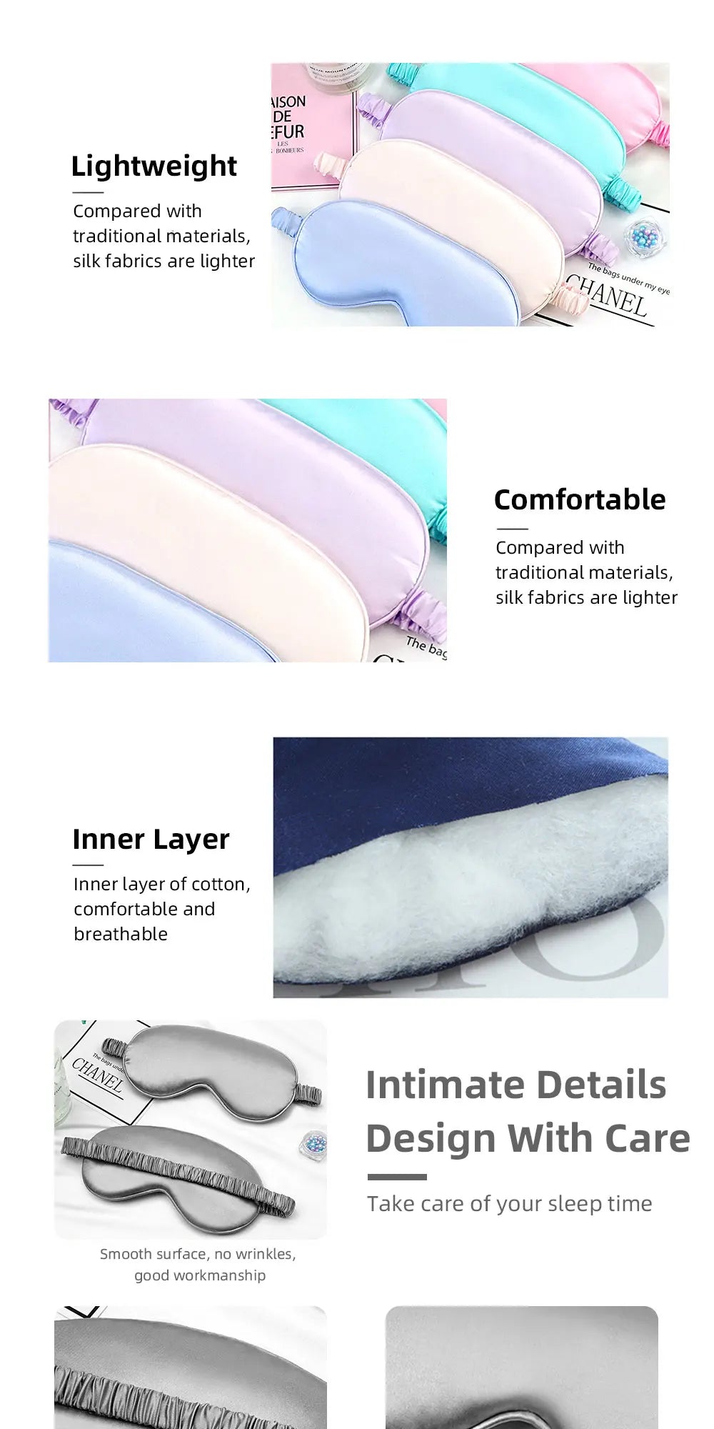 Imitated Silk Sleep Eye Mask Light Blocking Eyeshade