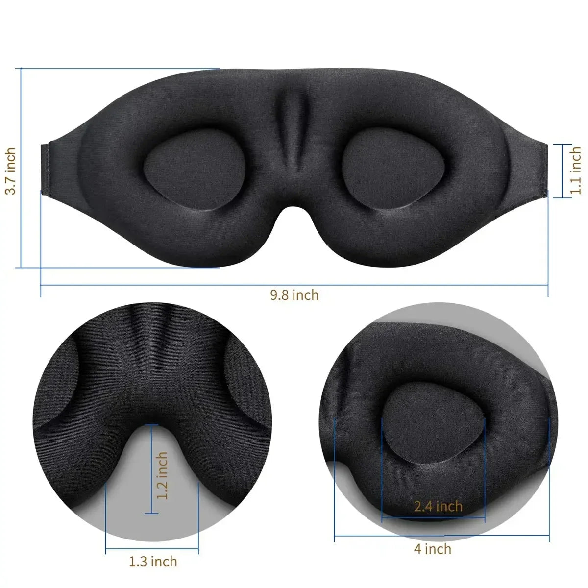 3D Contoured Sleep Eye Mask – Light-Blocking Blindfold