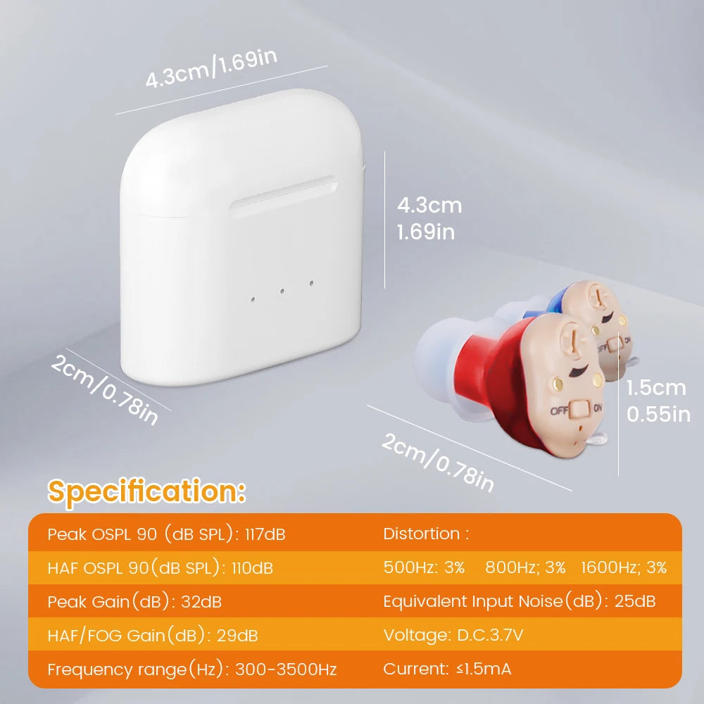 Rechargeable Invisible ITE Hearing Aid for Elderly