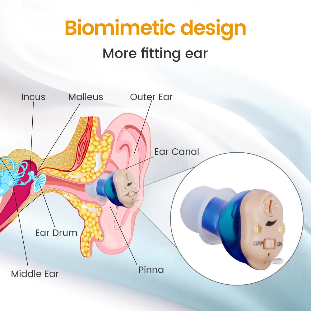 Rechargeable Invisible ITE Hearing Aid for Elderly