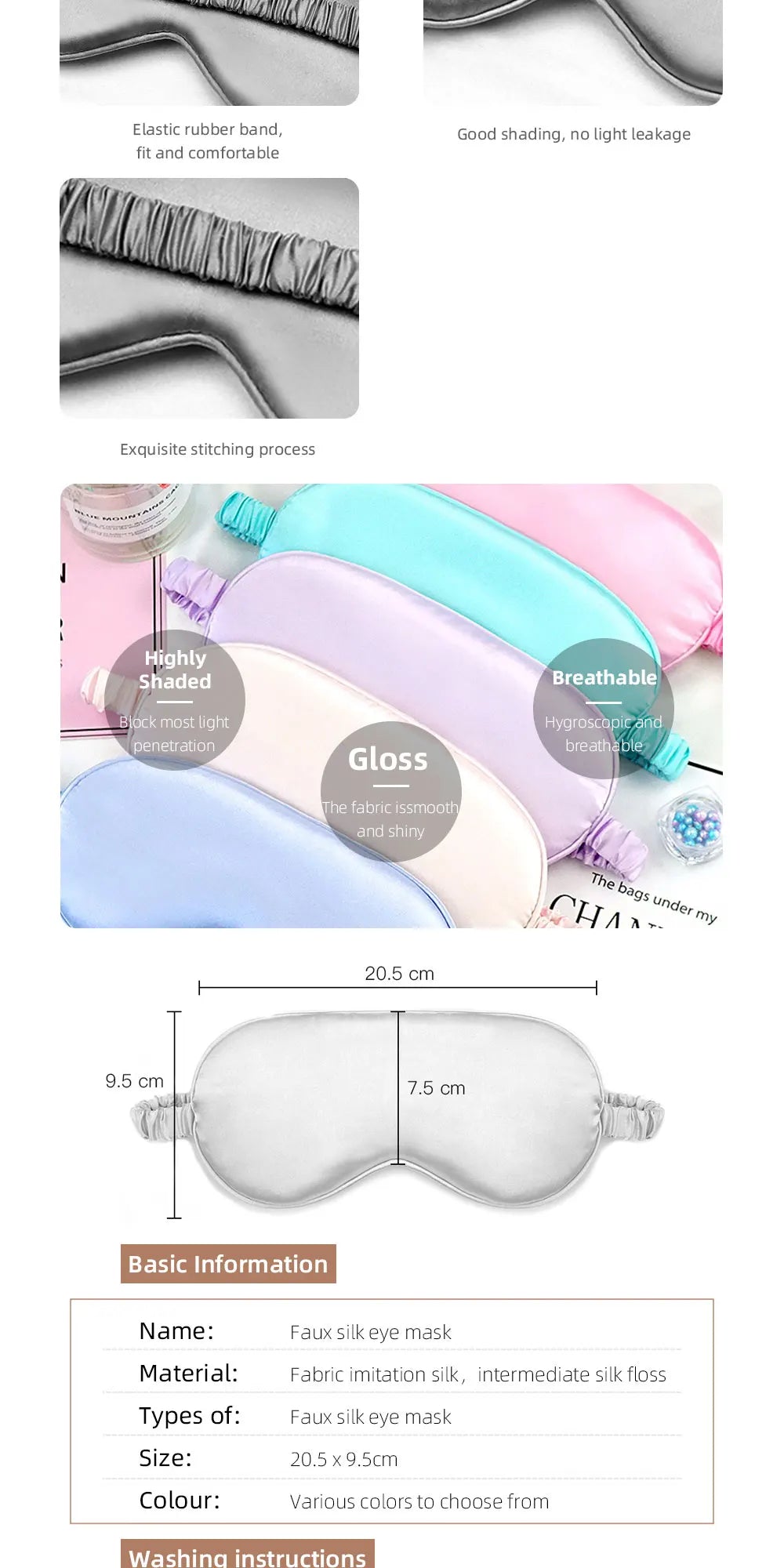 Imitated Silk Sleep Eye Mask Light Blocking Eyeshade