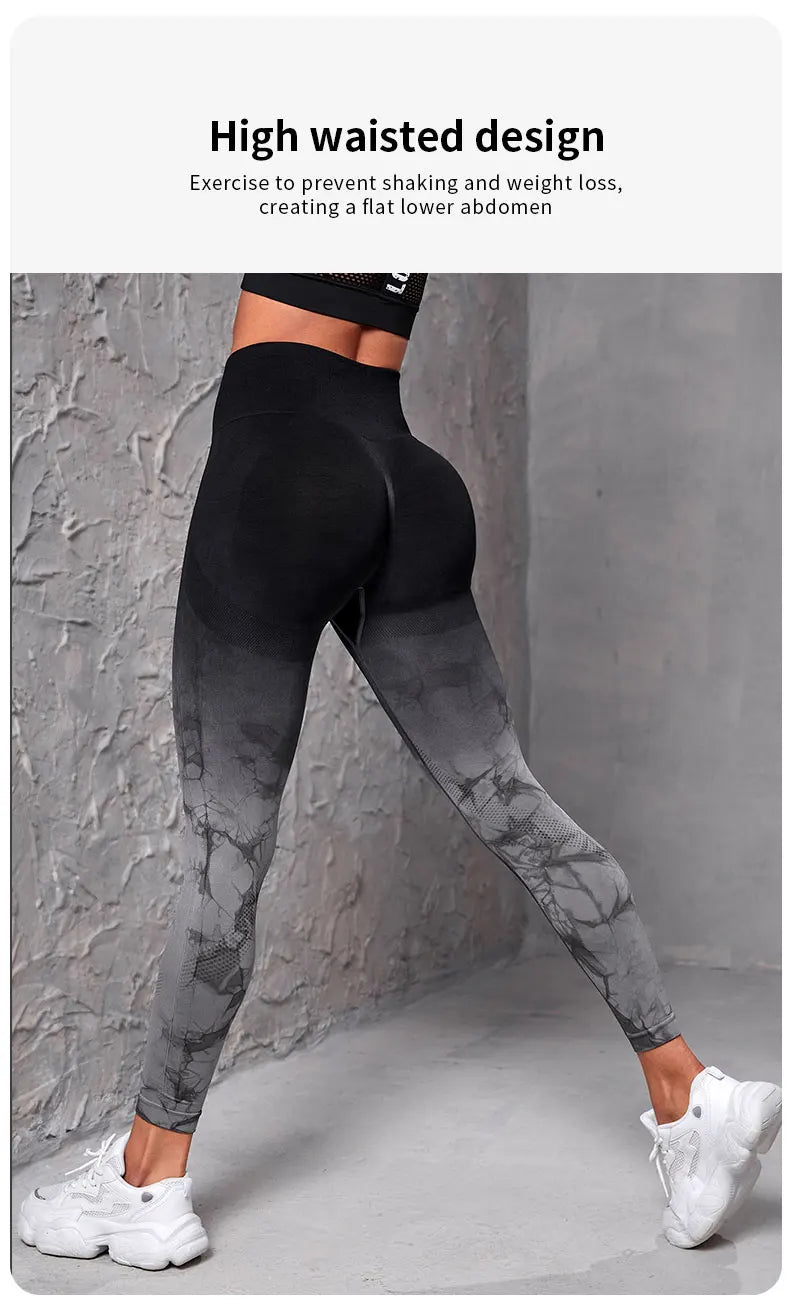 Women’s Seamless Tie Dye Push Up Yoga Leggings
