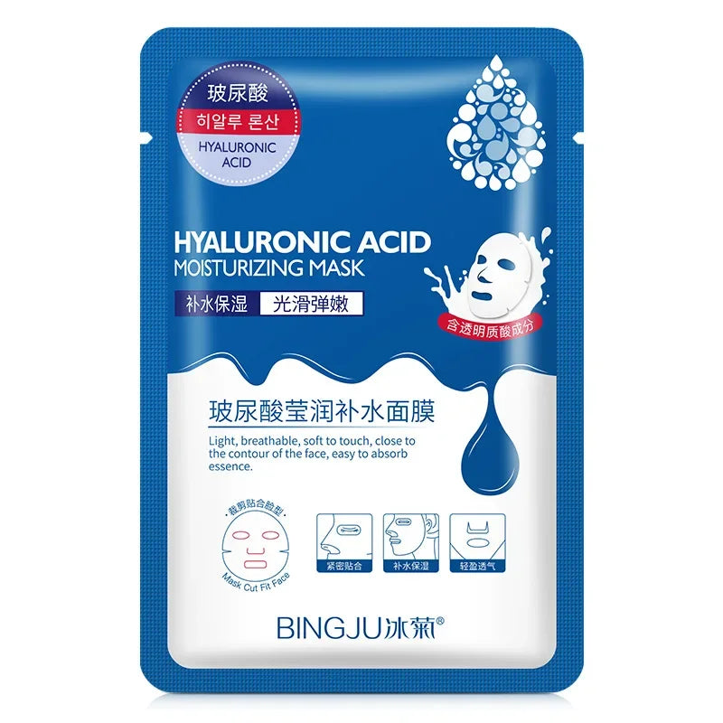 10PCS Hyaluronic Acid Hydrating Facial Sheet Masks