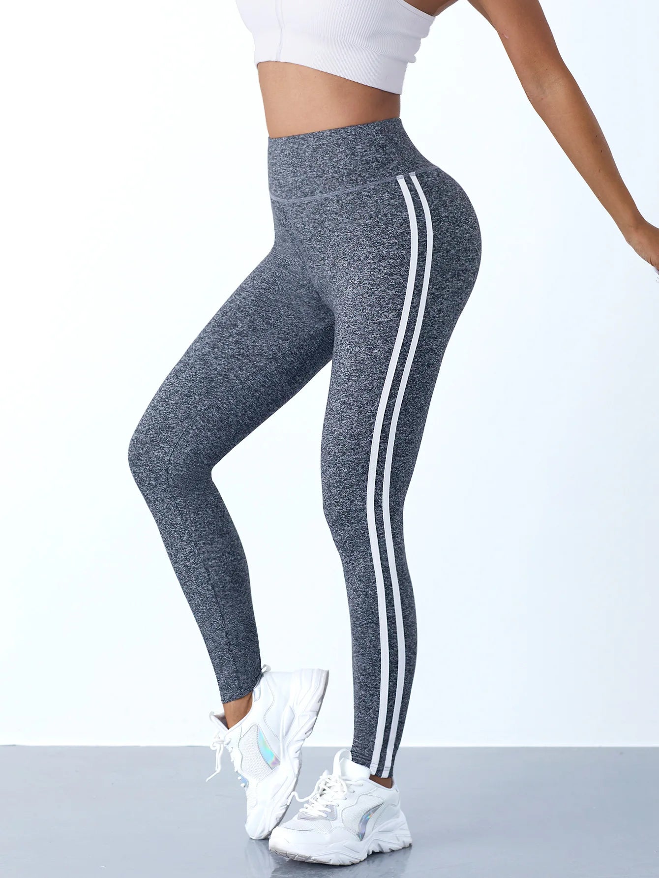 Women’s High Waist Side Stripe Stretch Sports Leggings