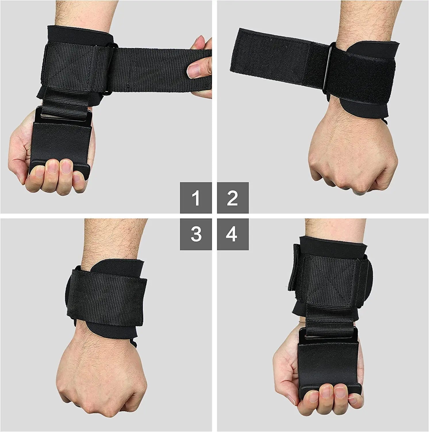 Weight Lifting Hook Grips with Wrist Wraps for Gym Training