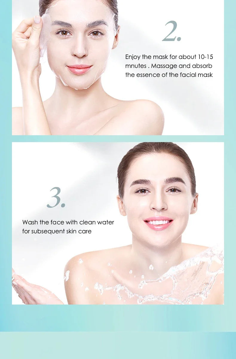 10PCS Hyaluronic Acid Hydrating Facial Sheet Masks