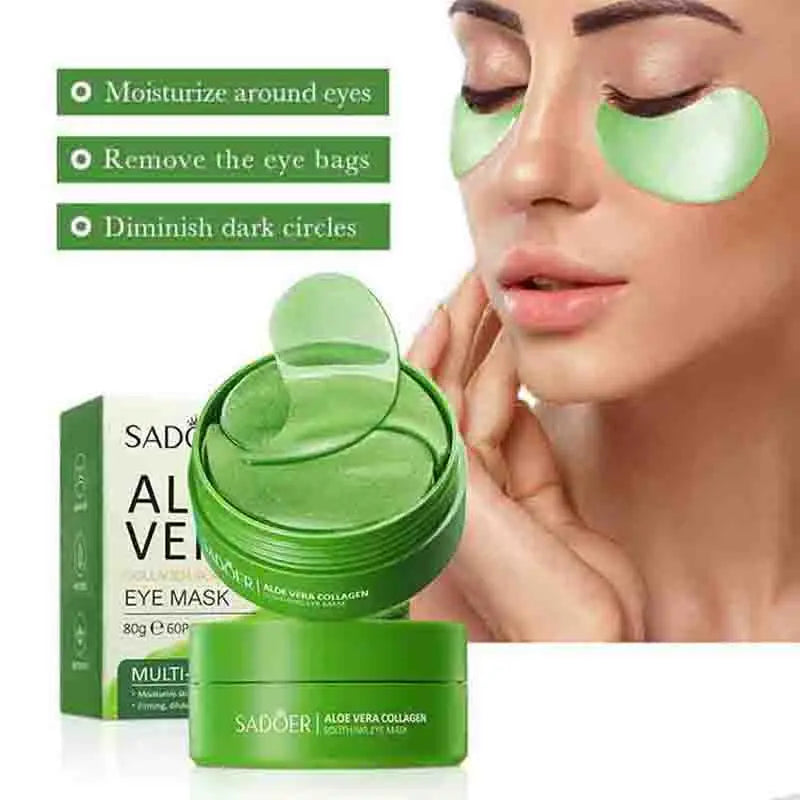 60PCS Aloe Vera Collagen Eye Mask for Dark Circles & Puffiness