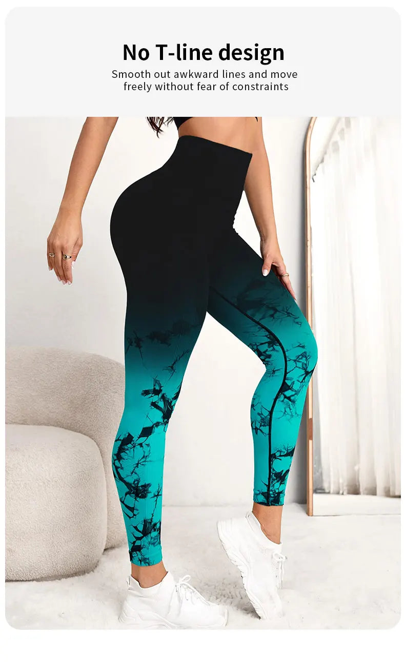 Women’s Seamless Tie Dye Push Up Yoga Leggings