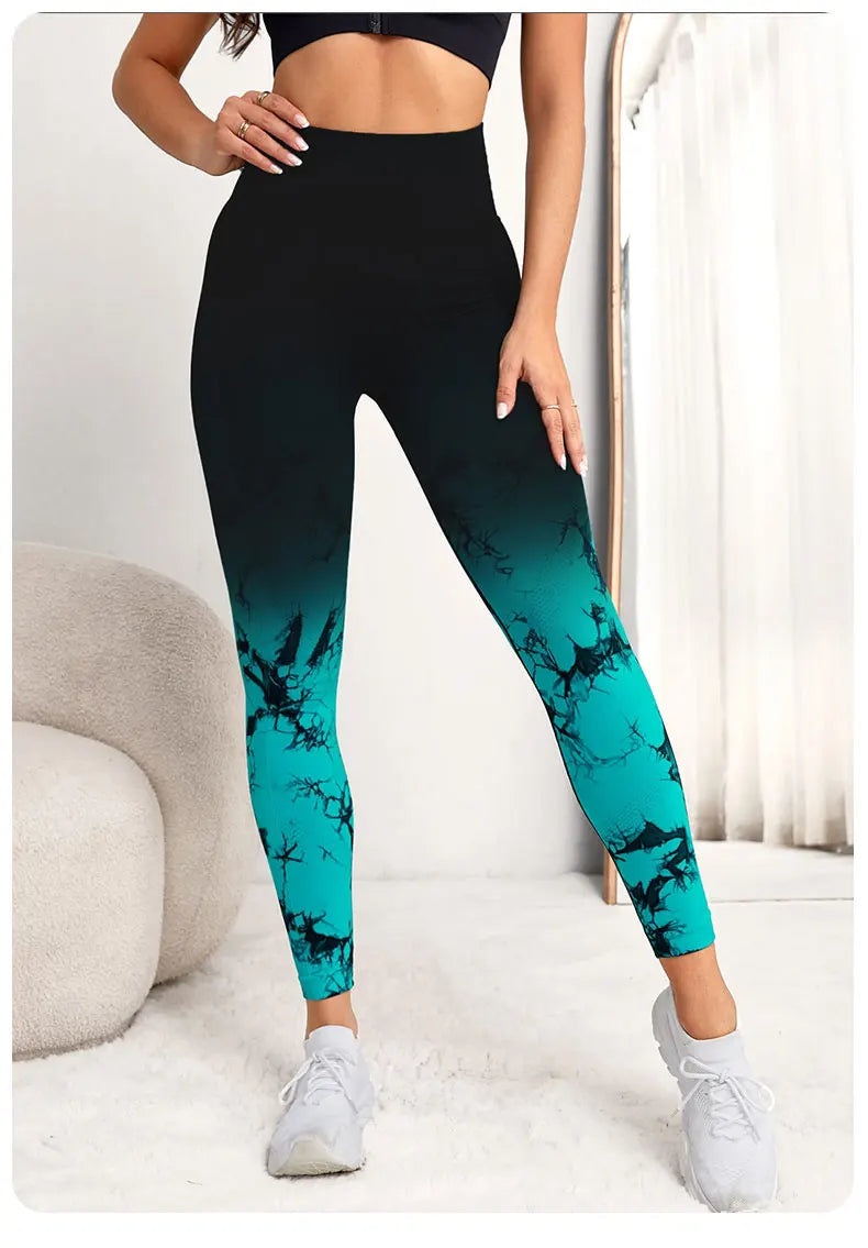 Women’s Seamless Tie Dye Push Up Yoga Leggings