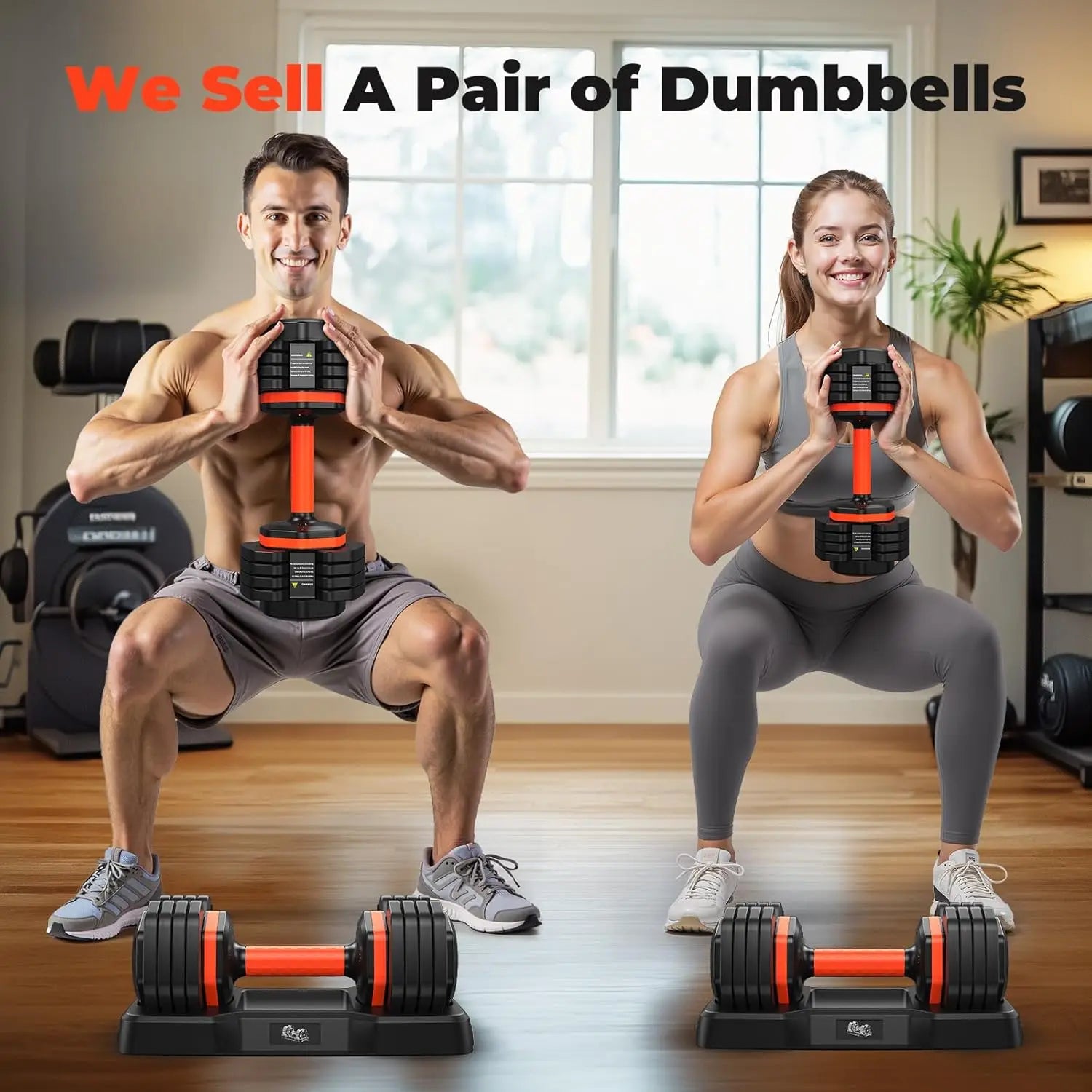 25lb Adjustable Dumbbell Set – 5 to 25lbs with Anti-Slip Handle