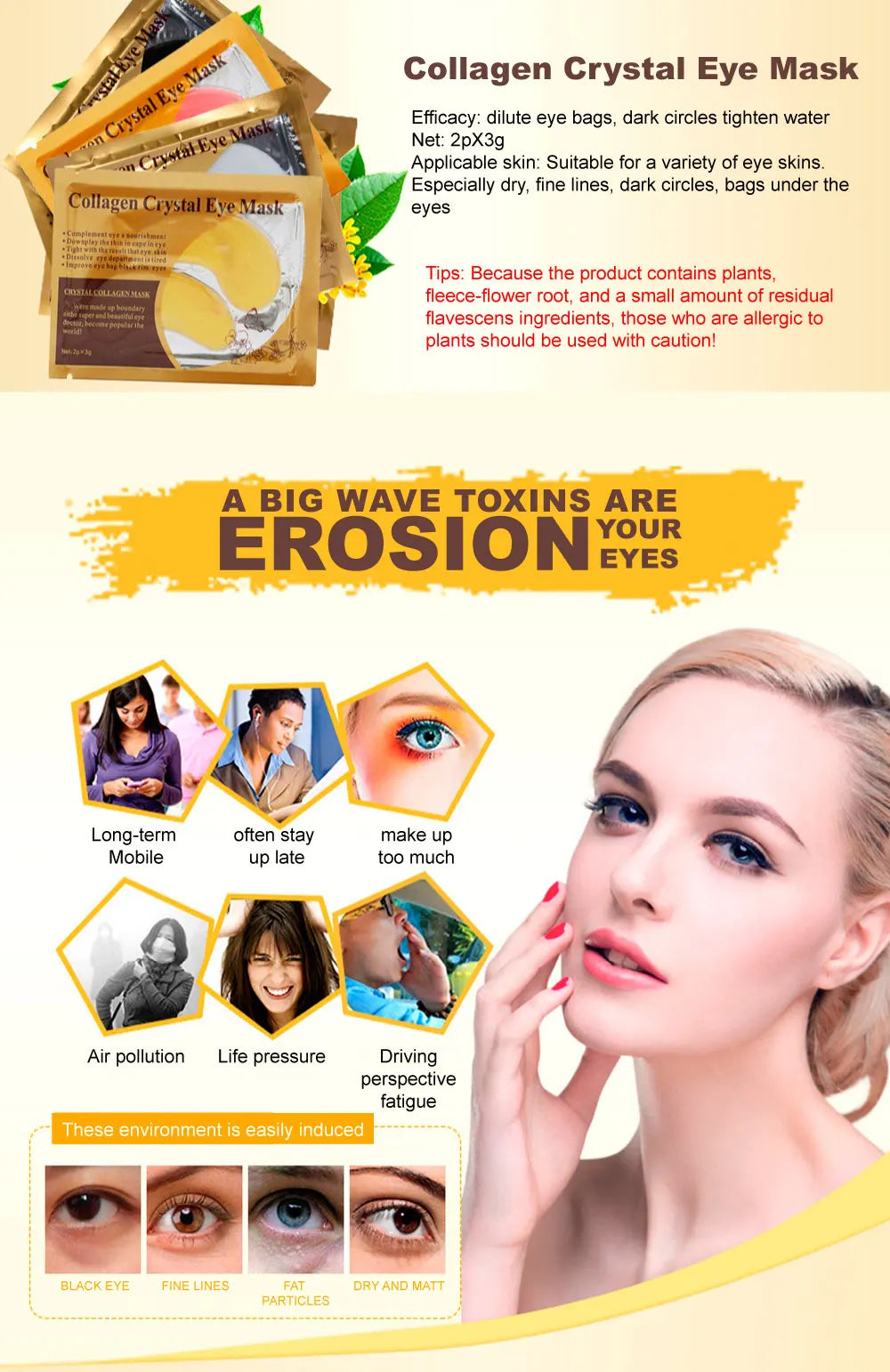 Gold Collagen Crystal Eye Mask for Firming & Moisturizing Care