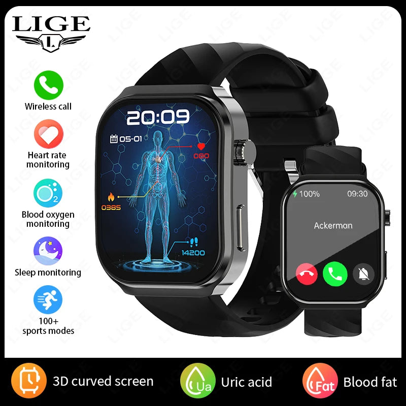 LIGE 2025 AI Health Diagnose Smartwatch with Bluetooth Call