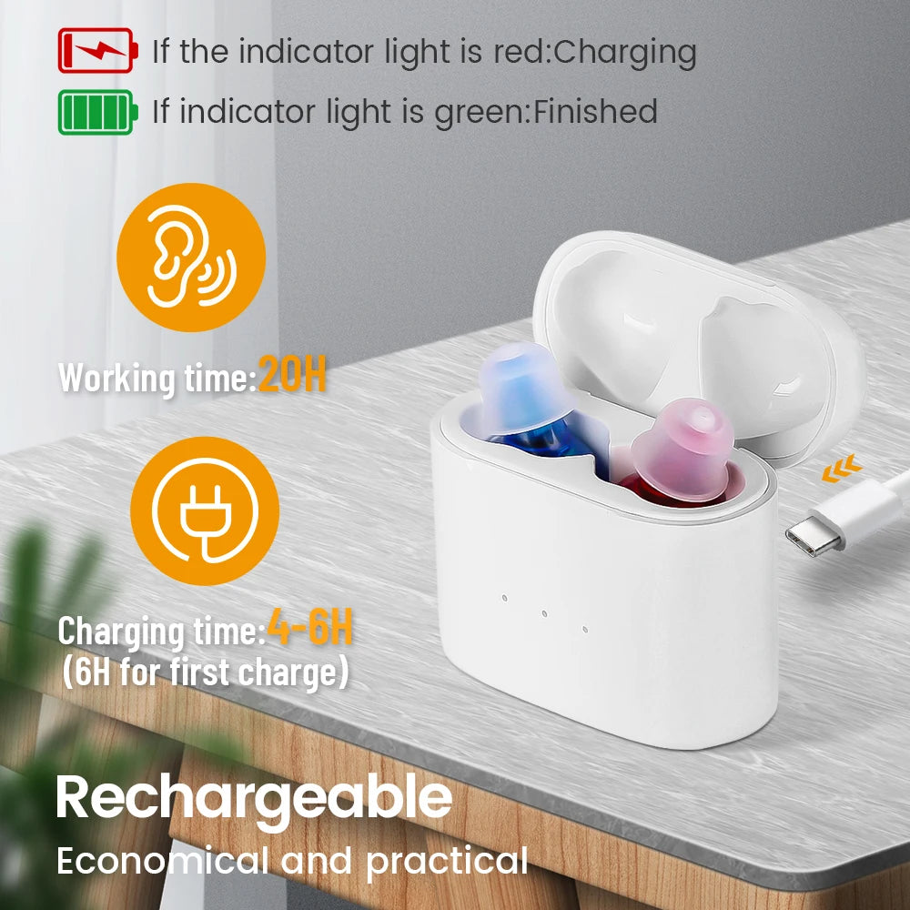 Rechargeable Invisible ITE Hearing Aid for Elderly