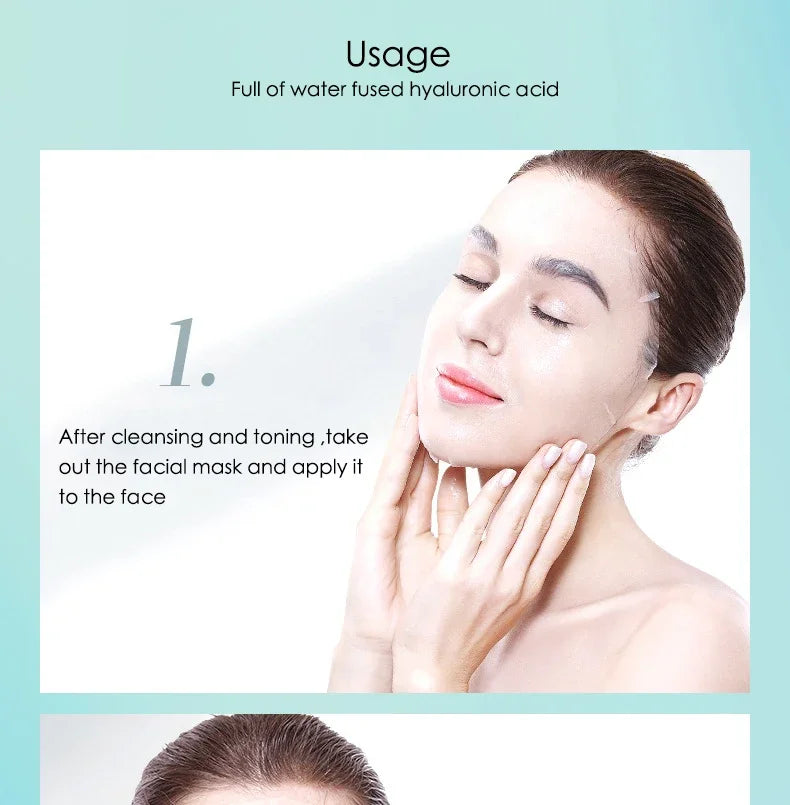 10PCS Hyaluronic Acid Hydrating Facial Sheet Masks